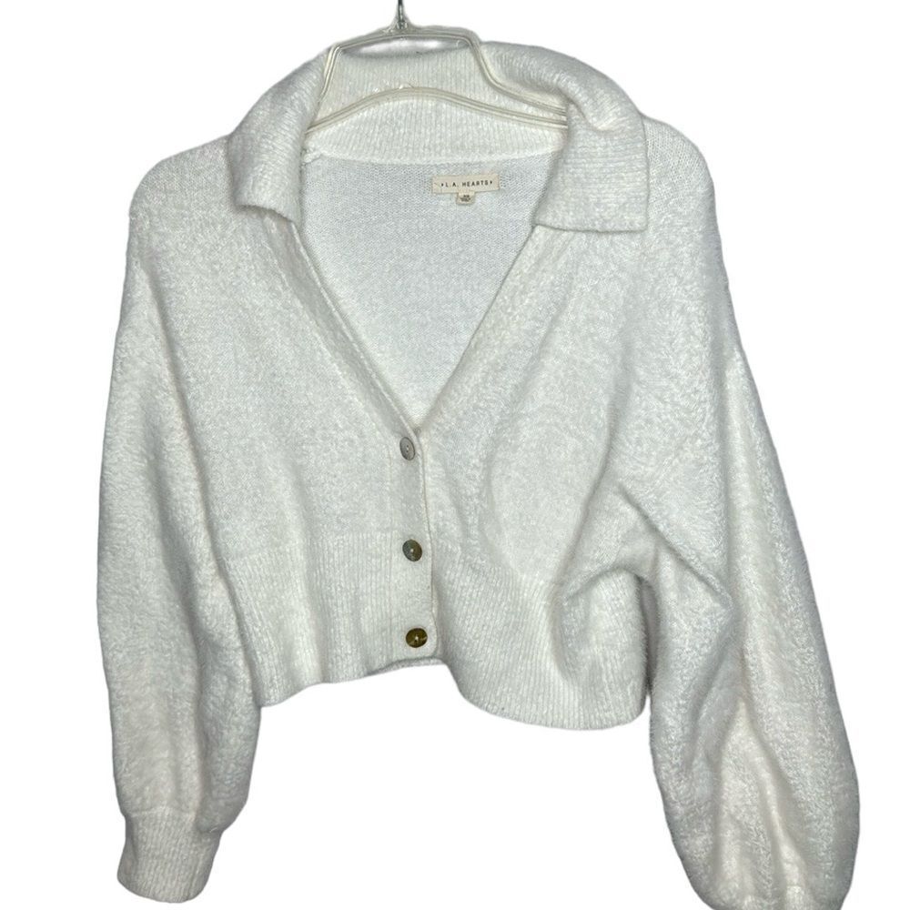 L.A Hearts/PacSun Fluffy White Three Button Cardigan. Size XS.